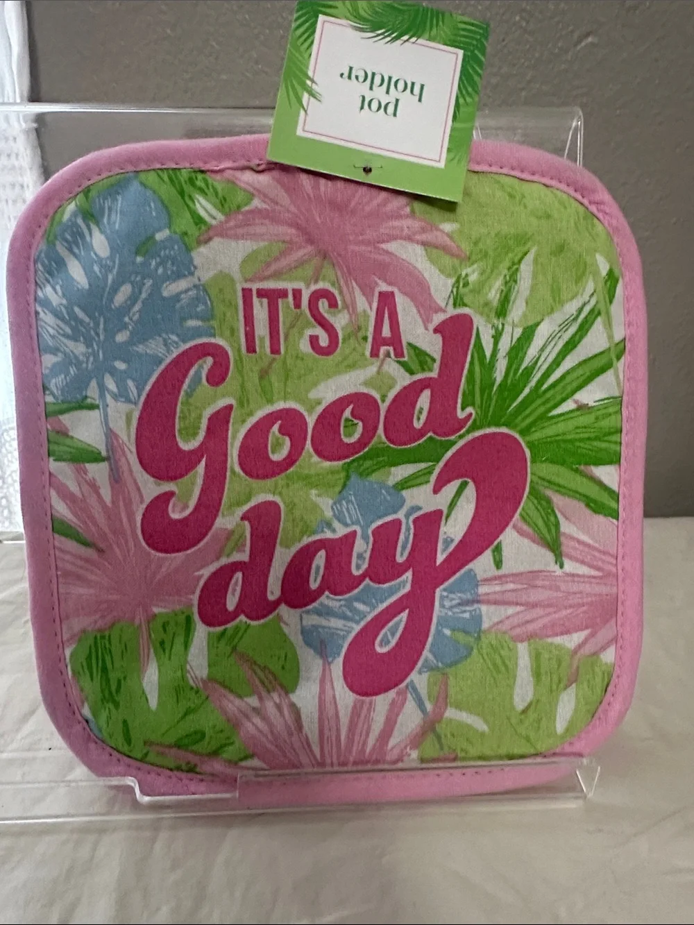 Floral 'It's a Good Day' Kitchen Set - Pink & Green NWT